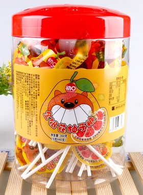 初口金银花柚子糖9克*40支独立包装儿童棒棒糖果休闲食品零食硬糖