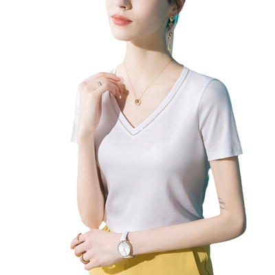 天丝T恤女短袖修身洋气