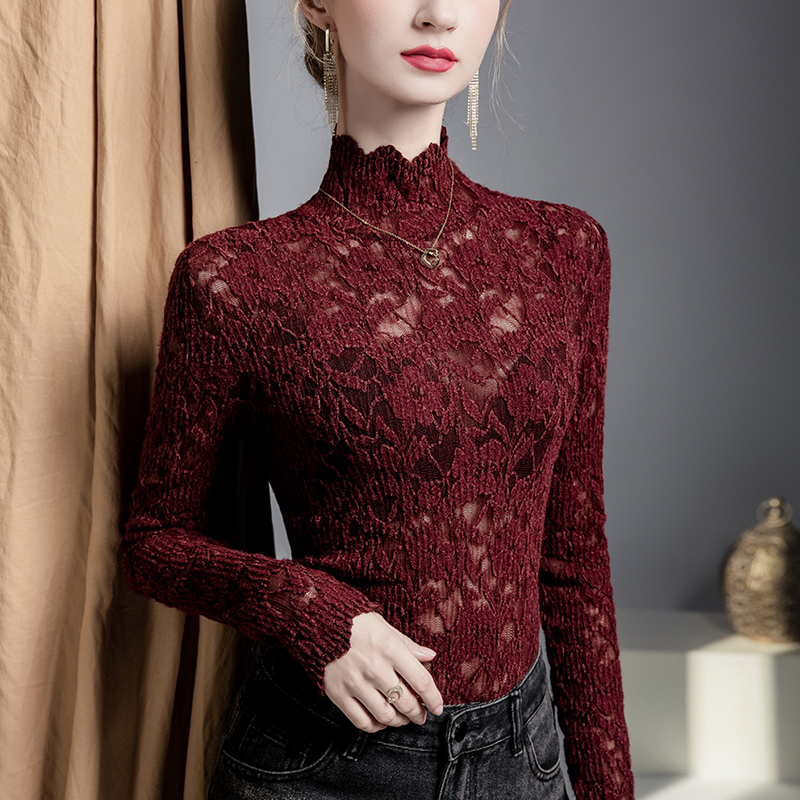 蕾丝打底衫女长袖女装