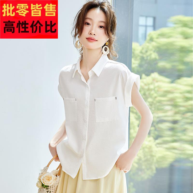真丝白色短袖t恤衬衫女高级感轻奢减龄洋气气质上衣2025夏季新款
