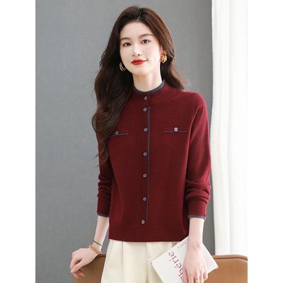 半高领短款毛衣女士洋气内搭针织打底衫秋冬2025新款爆款红色上衣