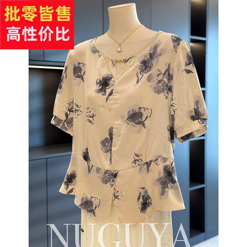 新中式国风妈妈装衬衫女短袖2025年夏装新款上衣中老年雪纺衬衫