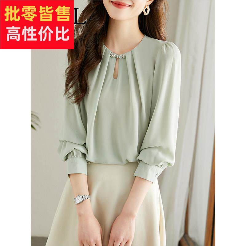 2025春秋新款长袖超仙气衬衫女小个子雪纺衬衣设计感小众别致小衫