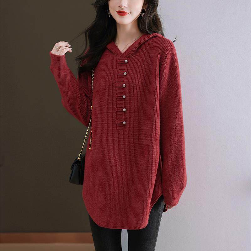 中长款遮屁股打底衫女秋冬宽松百搭针织卫衣显瘦大码胖mm毛衣外穿