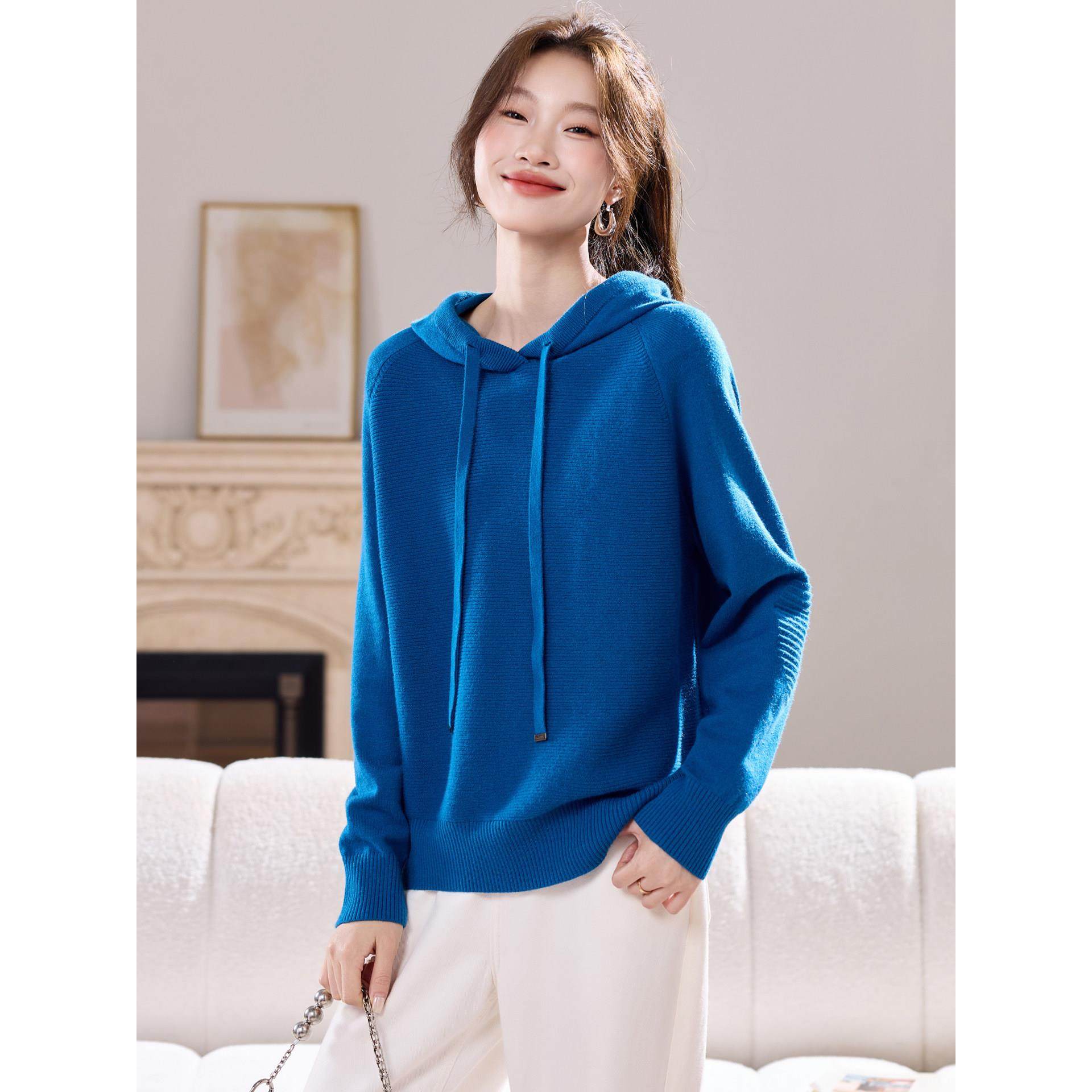 2025秋冬新款针织帽衫纯色百搭宽松休闲显瘦叠穿卫衣通勤内搭毛衣