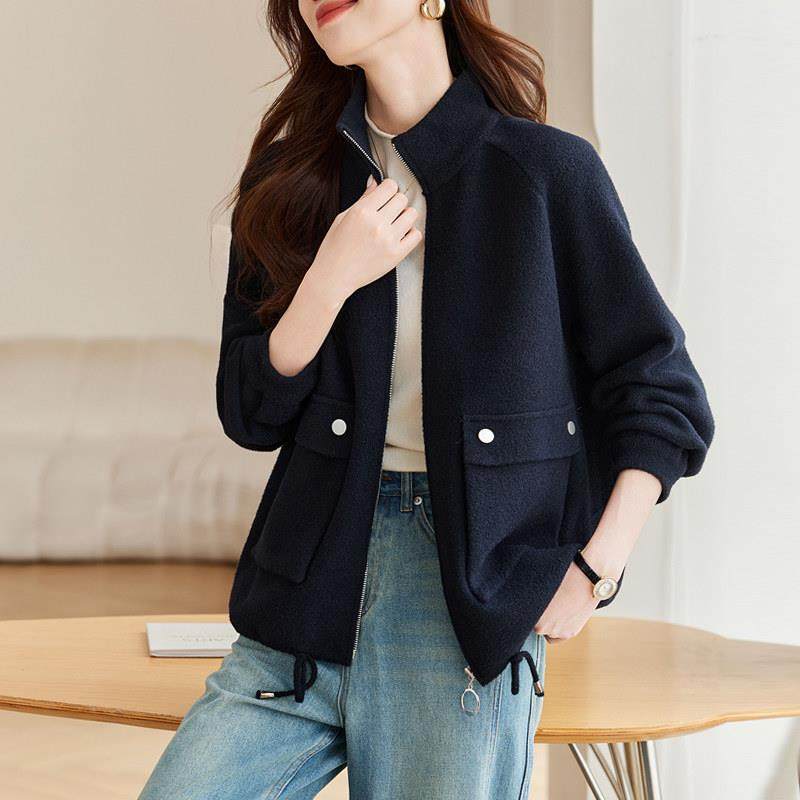 秋冬2025新款小个子毛呢外套女加厚春秋高级感短款立领棒球服夹克