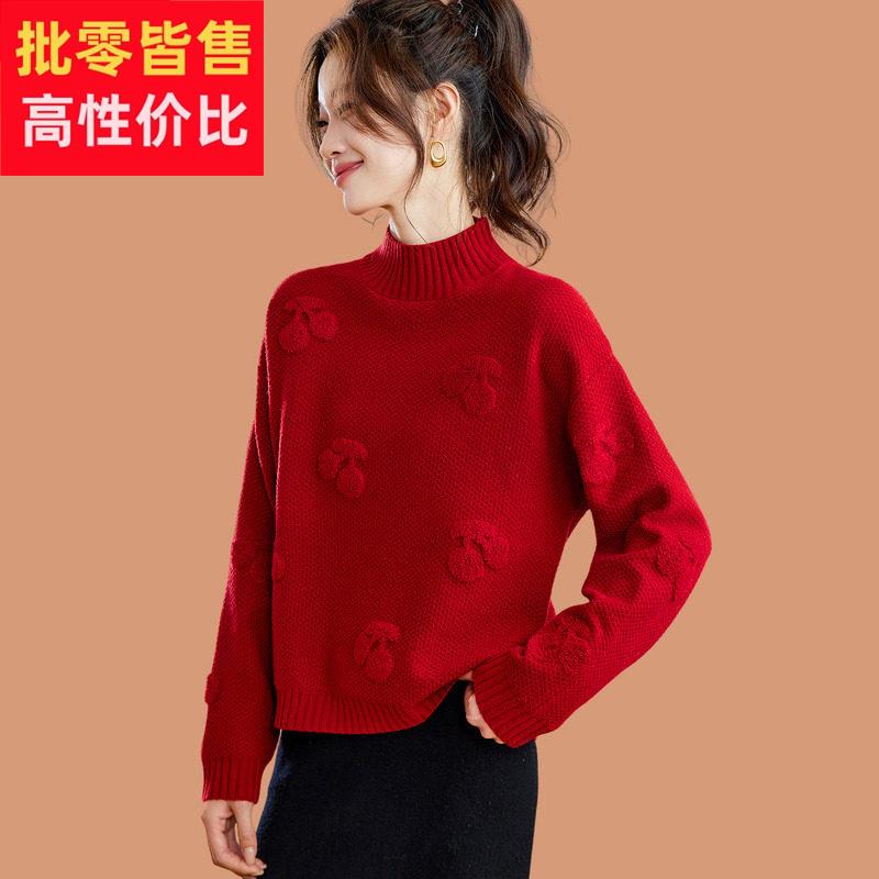 半高领毛衣女款2025秋冬新款宽松可外穿内搭短款加厚羊毛打底小衫