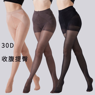 30D防勾丝大码 袜黑色均匀不斑驳丝袜跨境女现货 隐形收腹提臀连裤