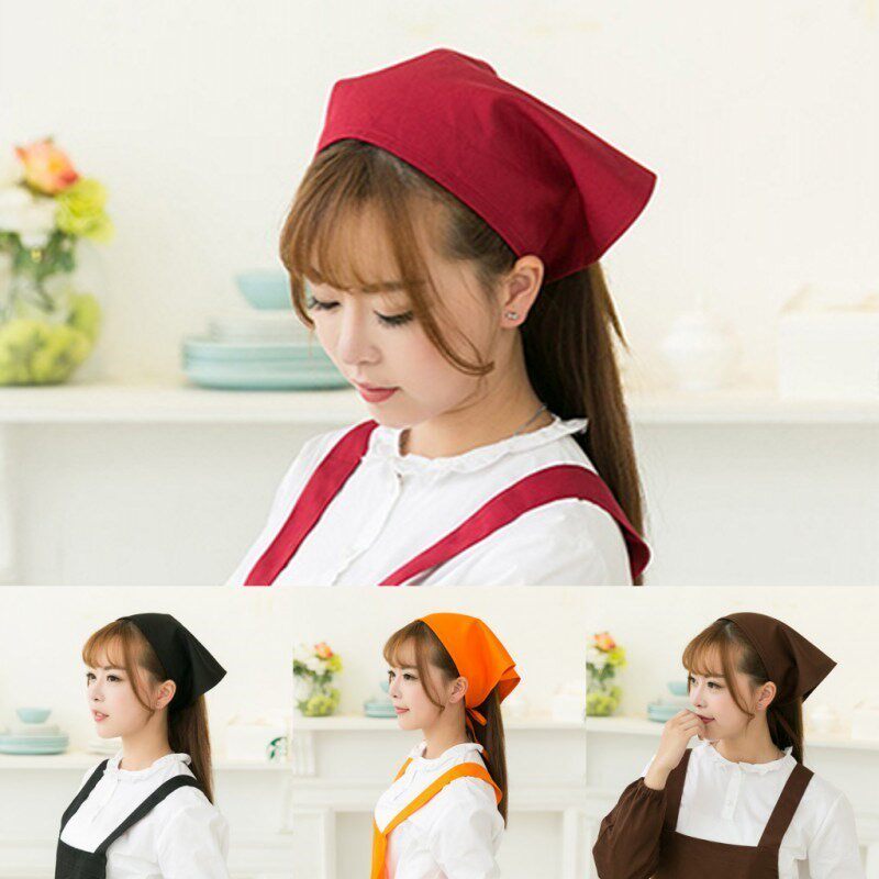 韩版三角巾酒店西餐厅咖啡火锅店服务员头巾工作帽厨房厨师帽子女