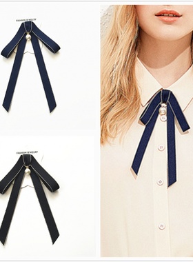 领结女英伦学院风领花别针大蝴蝶结衬衫衣领装饰领针韩国飘带领花
