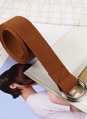 生日礼物橙色布料帆布腰带复古男孩女式少年透气装饰扣环布带粉色