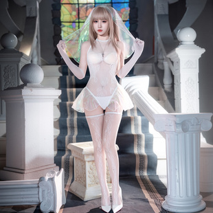 性感比基尼网衣修女cos制服角色扮演禁欲系镂空黑丝连体丝衣套装