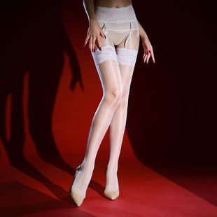 爱心红唇印花蕾丝吊带腿环叠穿丝袜女极光超薄性感油亮黑丝无缝裆