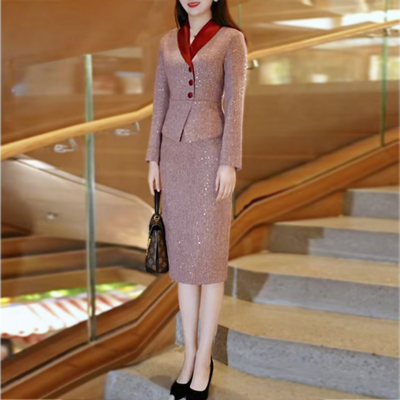 气质小香风假两件连衣裙2025新款喜婆婆婚宴礼服高级感修身包臀裙