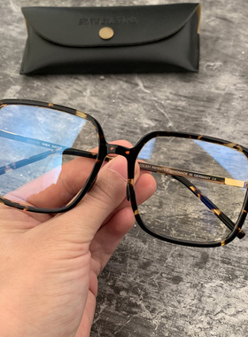 新品马吉他眼镜框NIBA超轻豹纹透明色方形纯钛男女素颜大框眼镜架