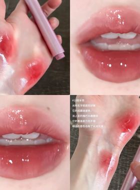 泰美辣~PINKYFOCUS暮云桃桃嘟透口红水光爆闪玻璃镜面嘟嘟唇蜜