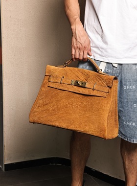 Kelly42简配版，蜜蜡黄色重工水洗马臀皮，纯铜五金。实拍现货。