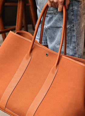 GardenParty49，金棕色Togo皮拼金棕色双层帆布