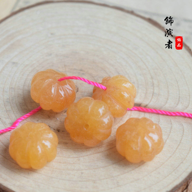 NATURAL PINK QUARTZ GREEN AVENTURINE WHITE JADE RED AVENTURINE TOPAZ 9*14MM SMALL PUMPKIN THROUGH HOLE BRACELET PENDANT DIY MATERIAL