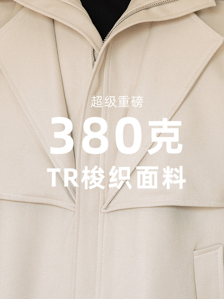 ANTI-WRINKLE TWILL MIDI LENGTH TRENCH COAT MENS SPRING AND AUTUMN 2024 NEW DOUBLE-COLLARED HANDSOME LUXURY CASUAL JACKET