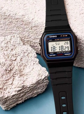 CASIO卡西欧手表F-91W-1小方块复古学生防水男女电子表带闹钟f91w