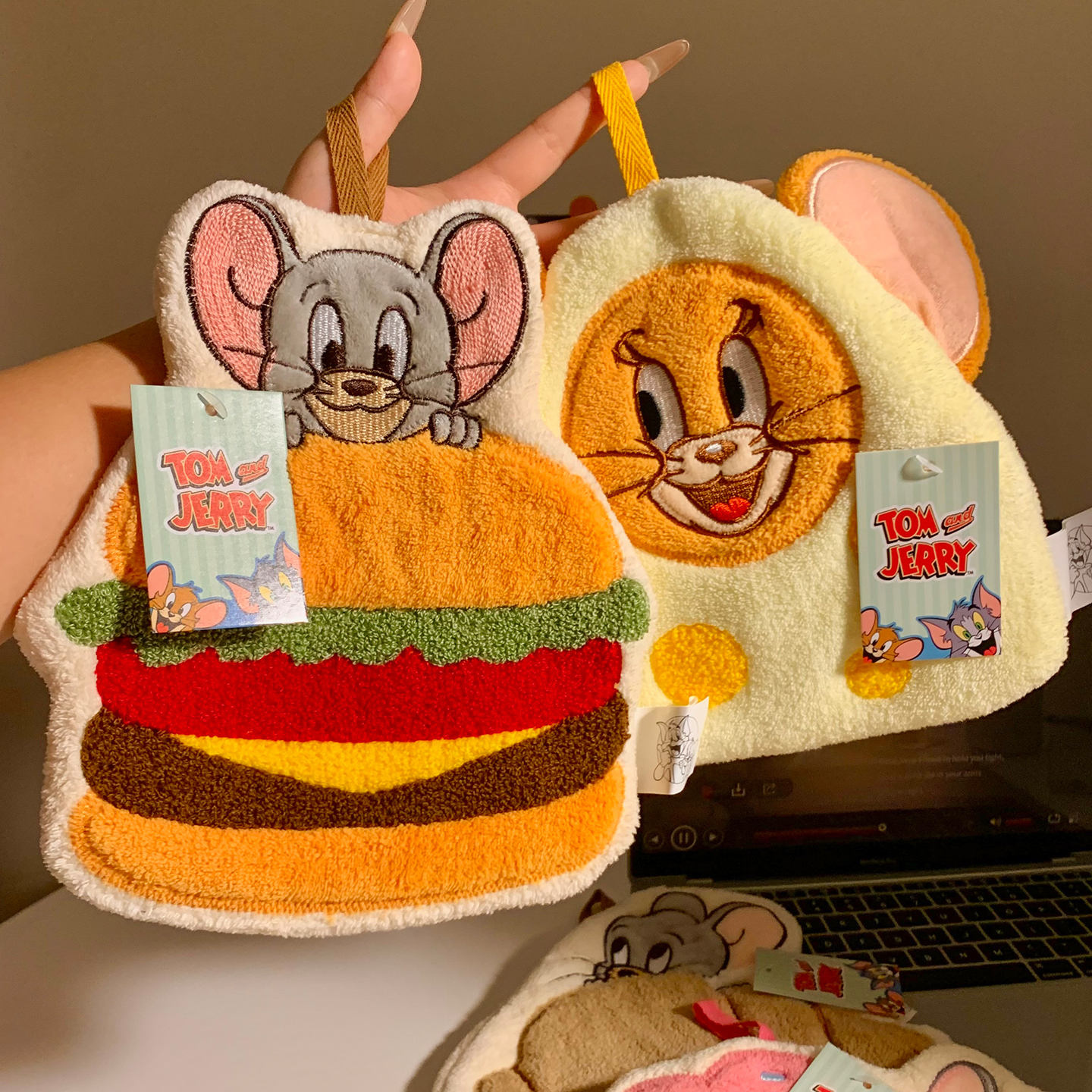 可爱猫和老鼠擦手巾挂式超强吸水