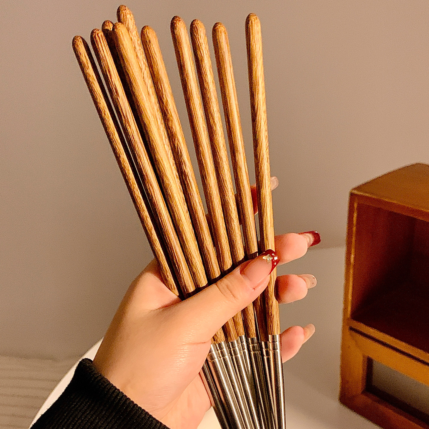 日式鸡翅木304不锈钢合金筷子抗菌防霉耐高温家庭专用食品级公筷,餐饮具,筷子,淘宝优惠券,粉丝福利购,淘宝优惠卷