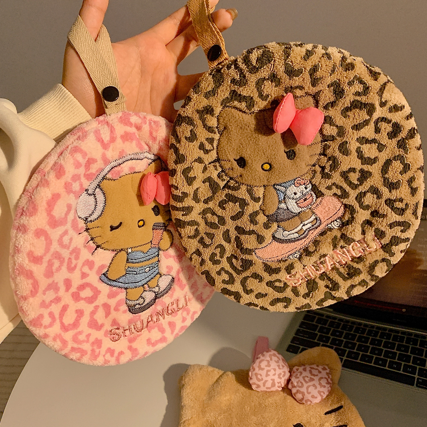 可爱豹纹kitty猫擦手巾挂式