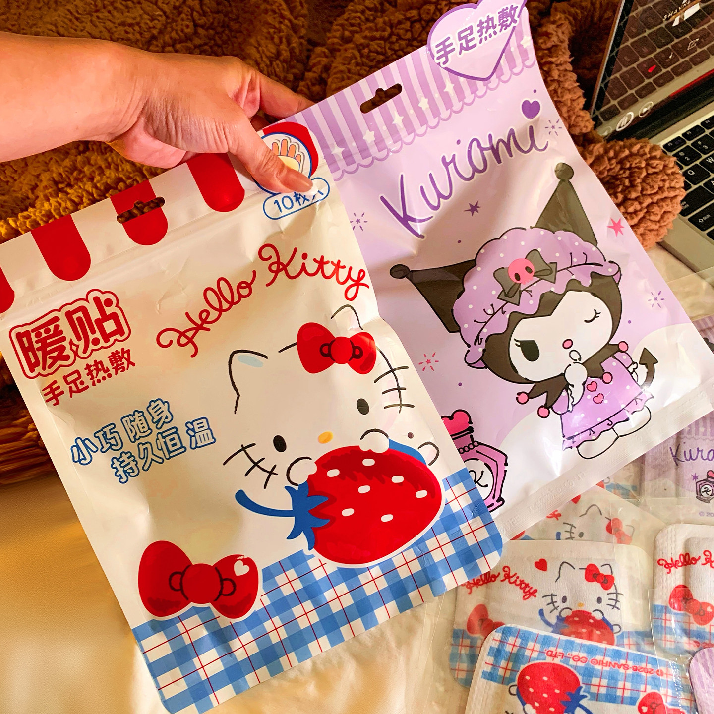 可爱HelloKitty穿戴式自发热暖手贴冬季学生暖随身暖手足保暖神器