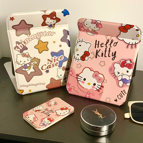 可爱Kitty猫折叠化妆镜随身便携家用桌面可立迷你小镜子学生宿舍