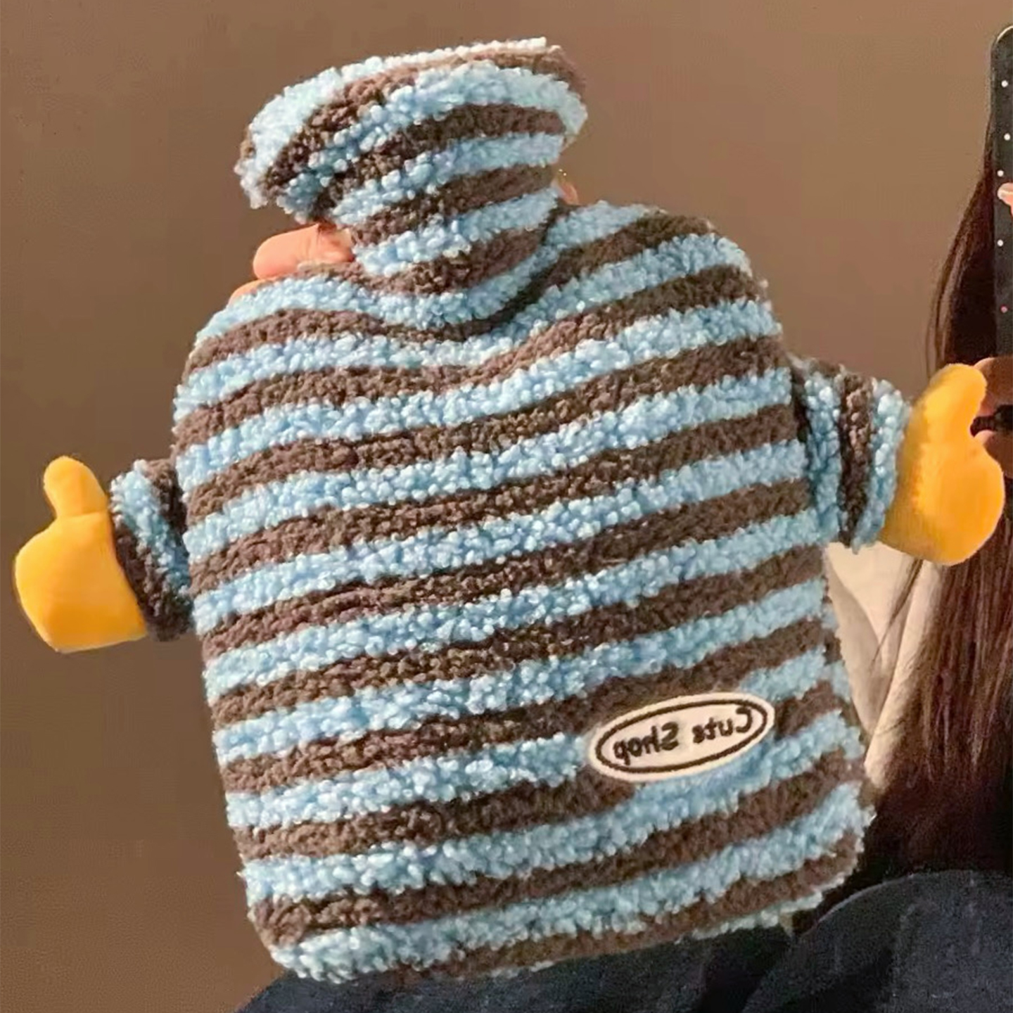 创意条纹大号防爆注水热水袋