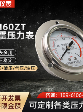 YN60ZT轴向带边耐震压力表0-1.6/2.5/40Mpa水压油压气压液压
