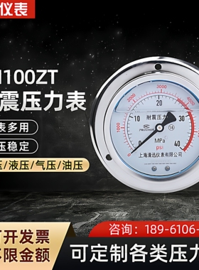 耐震压力表YN100ZT轴向带边表盘固定式压力表气压水压油压液压表