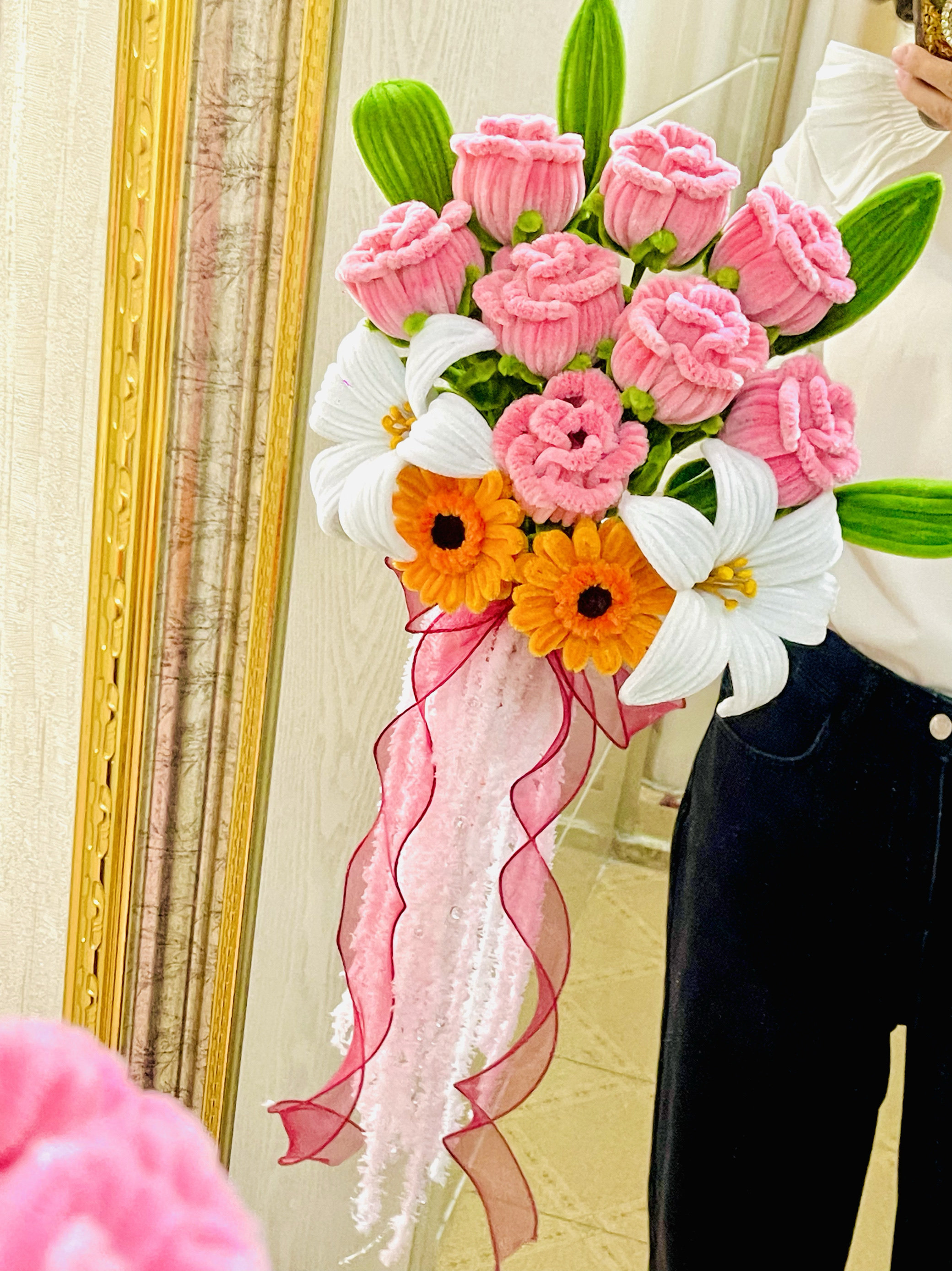 送给美伢的花扭扭棒手捧拿花束结婚diy材料包成品送老婆妈妈礼物