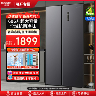 创维606升双门对开超薄嵌入一级能效变频风冷无霜冰箱BCD 606W2B1