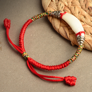 男女婴儿童宝宝助睡手链黑狗牙小孩新生儿桃木核朱砂孕妇红绳