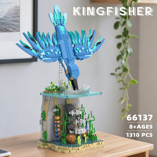 砖悦动物系列翠鸟模型积木