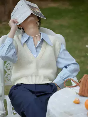 Beautiful Emperor mohair V-neck vest knitted short small man vest loose wear 2021 New