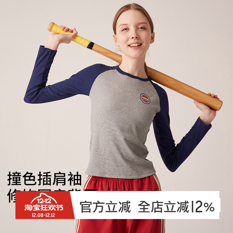 gymna长袖女复古健身衣