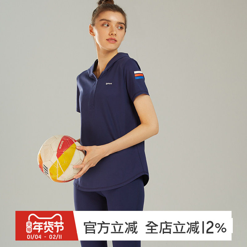 gymna复古学院风女健身瑜伽服修身显瘦跑步休闲服短袖连帽T恤春夏,运动服/休闲服装,运动T恤,淘宝优惠券,粉丝福利购,淘宝优惠卷