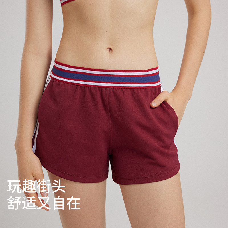 gymna复古运动短裤速干透气休闲高腰裤子美式宽松跑步训练裤新款