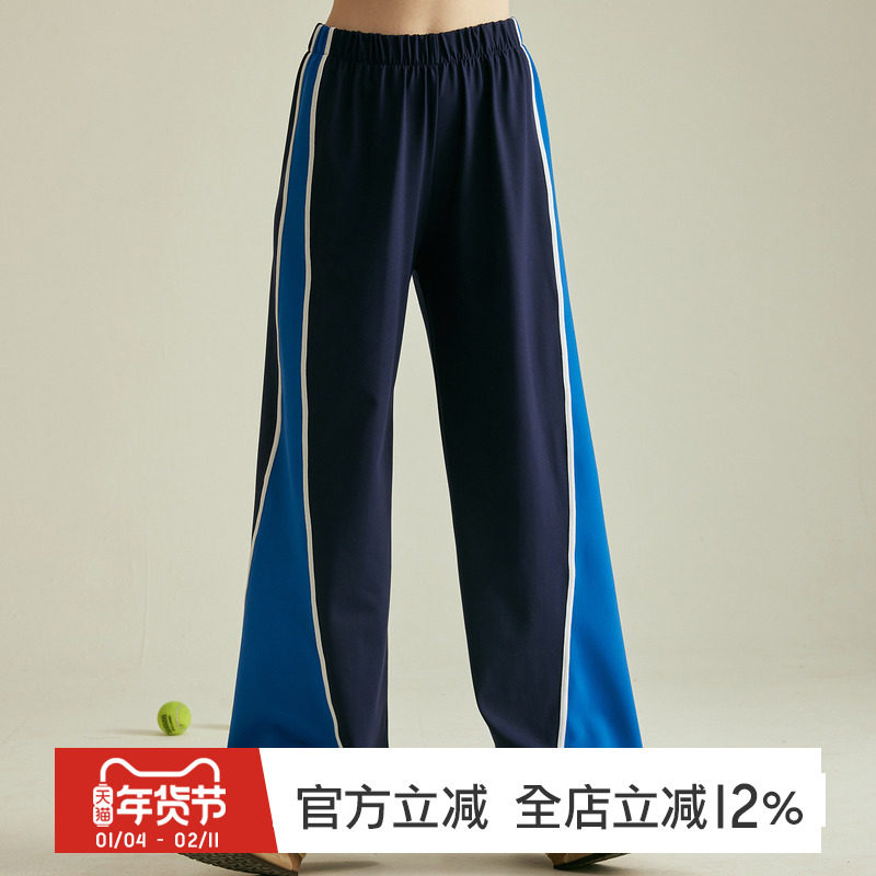 gymna学院风运动裤撞色松紧高腰加绒长裤复古宽松休闲训练直筒裤,运动服/休闲服装,运动长裤,淘宝优惠券,粉丝福利购,淘宝优惠卷