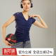 gymna复古学院风休闲运动短袖 跑步上衣女瑜伽健身训练服夏新 修身