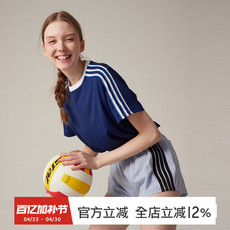 gymna复古运动T恤女速干宽松休闲上衣百搭显瘦健身跑步训练服短袖