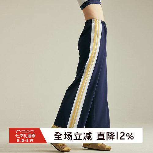 GYMNA复古运动直筒裤女宽松休闲美式9分裤速干透气高弹显瘦训练裤