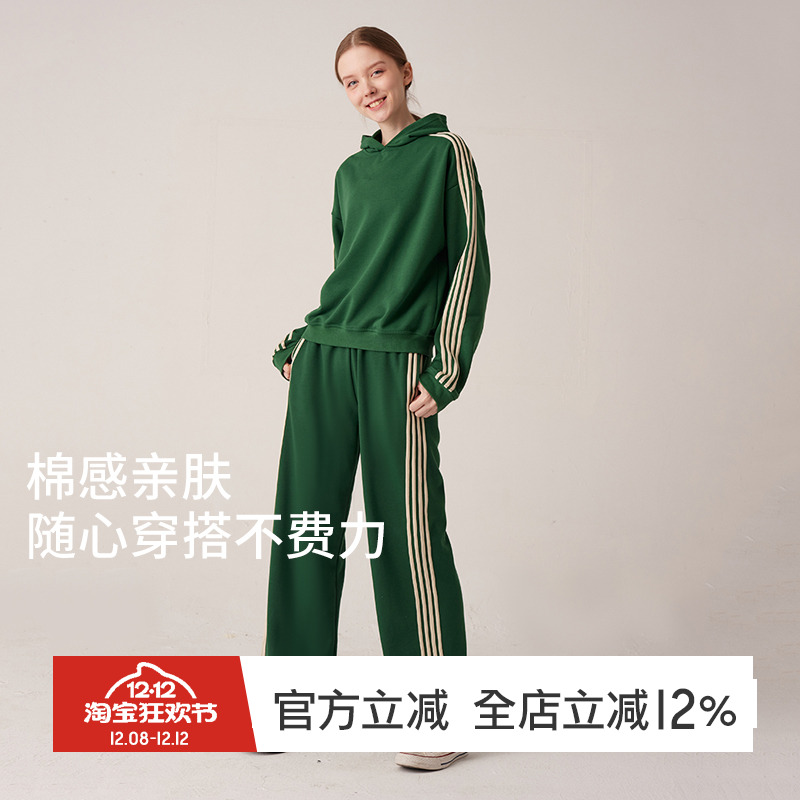 gymna复古运动卫衣宽松休闲连帽套头衫美式长袖健身训练毛圈套装