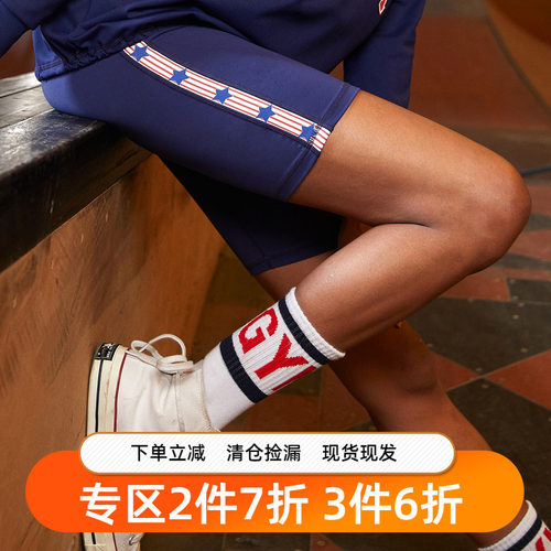 gymna复古五分裤女l骑行裤健身房