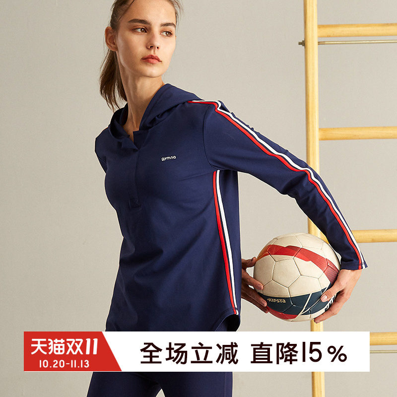 gymna复古学院风宽松瑜伽服女罩衫训练长袖跑步休闲运动健身上衣