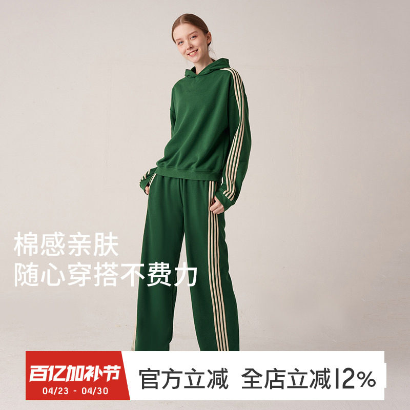 gymna复古运动卫衣宽松休闲连帽套头衫美式长袖健身训练毛圈套装