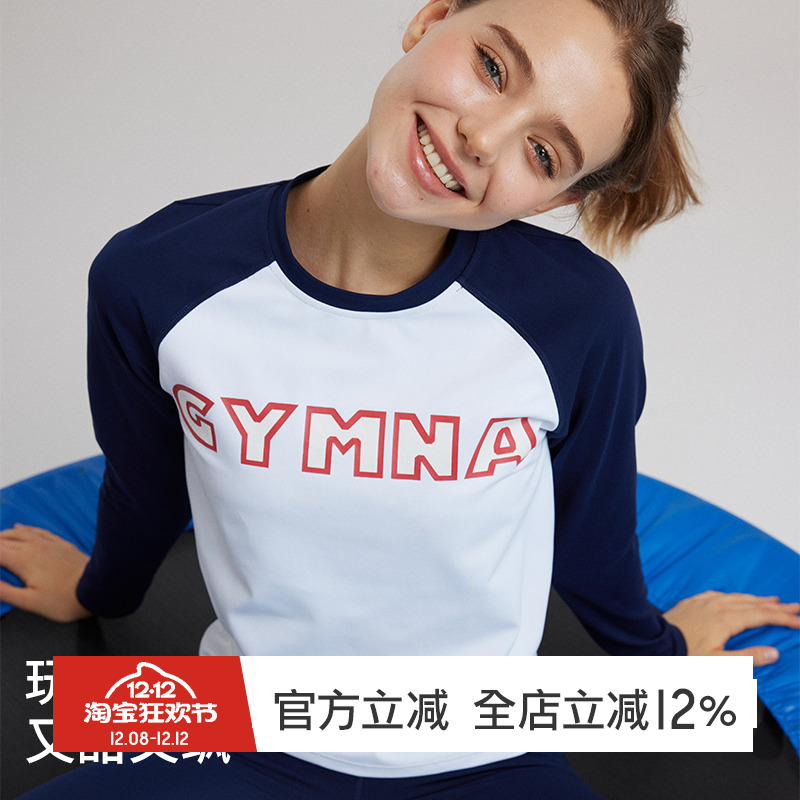 gymna美式复古长袖运动T恤女